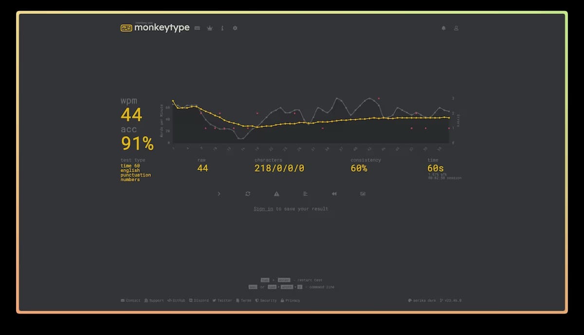 英打盲打速度測驗 - monkeytype